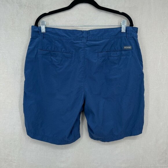 Columbia Shorts Mens 36 Blue Chino‎ FLAW Washed Out Flat Front Cotton Classic - Picture 3 of 9